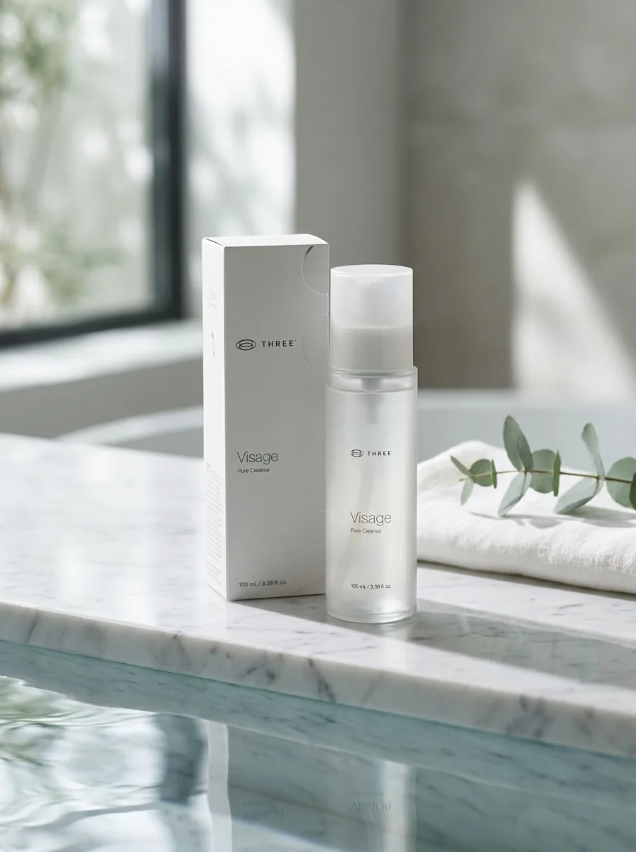 Visage Pure Cleanse, botella y caja de limpiador facial